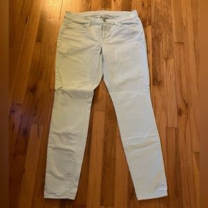Mint jeans are a great option to white jeans